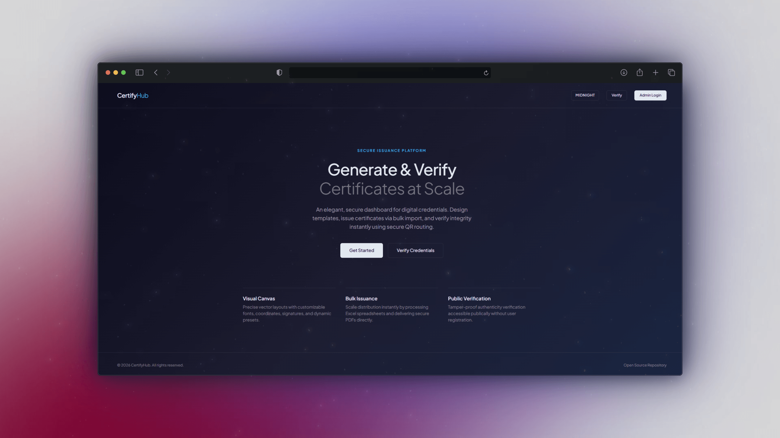 CERTIFYHUB: AUTOMATED ISSUANCE & VERIFICATION SYSTEM screenshot 1