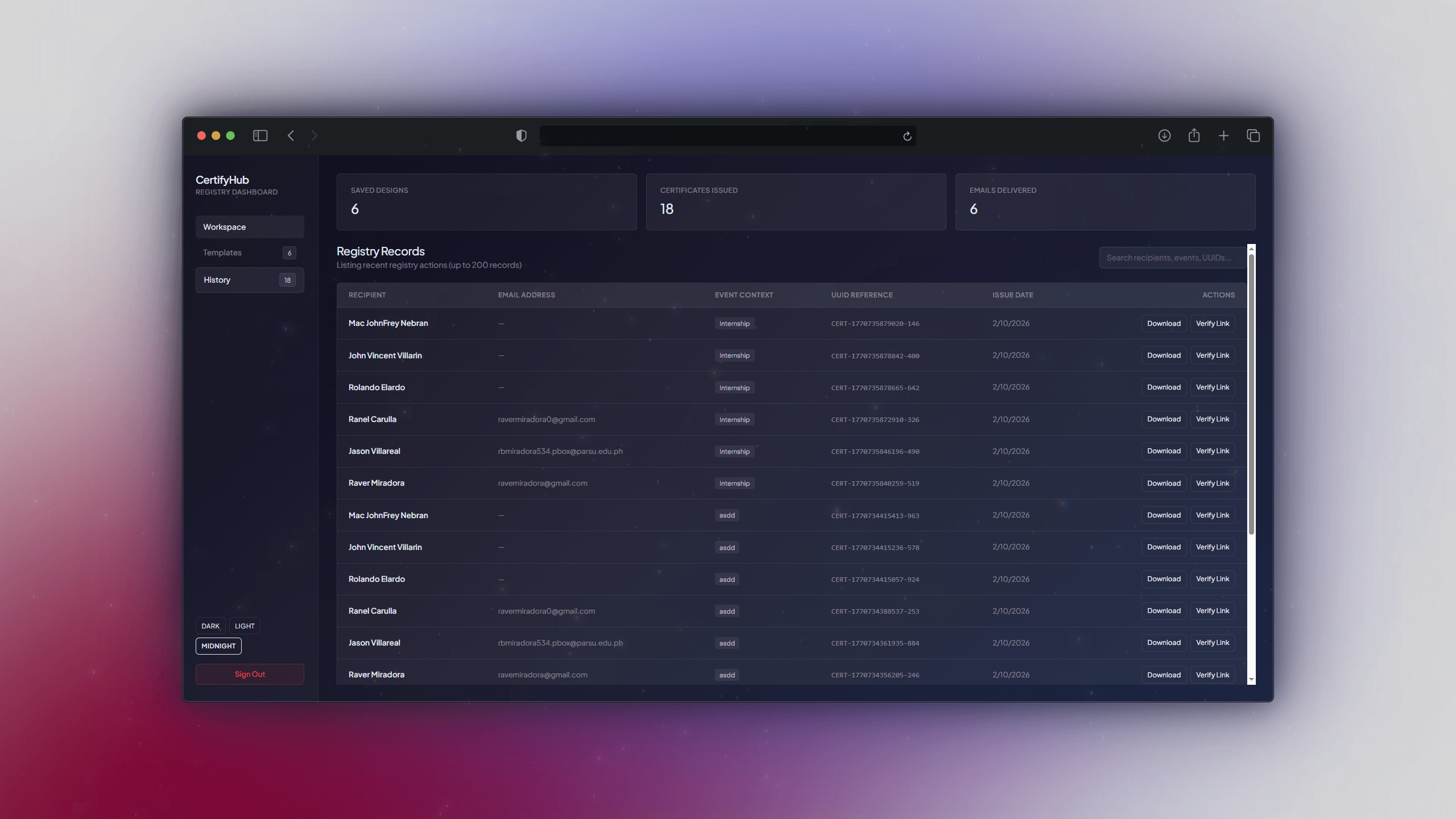 CERTIFYHUB: AUTOMATED ISSUANCE & VERIFICATION SYSTEM screenshot 4